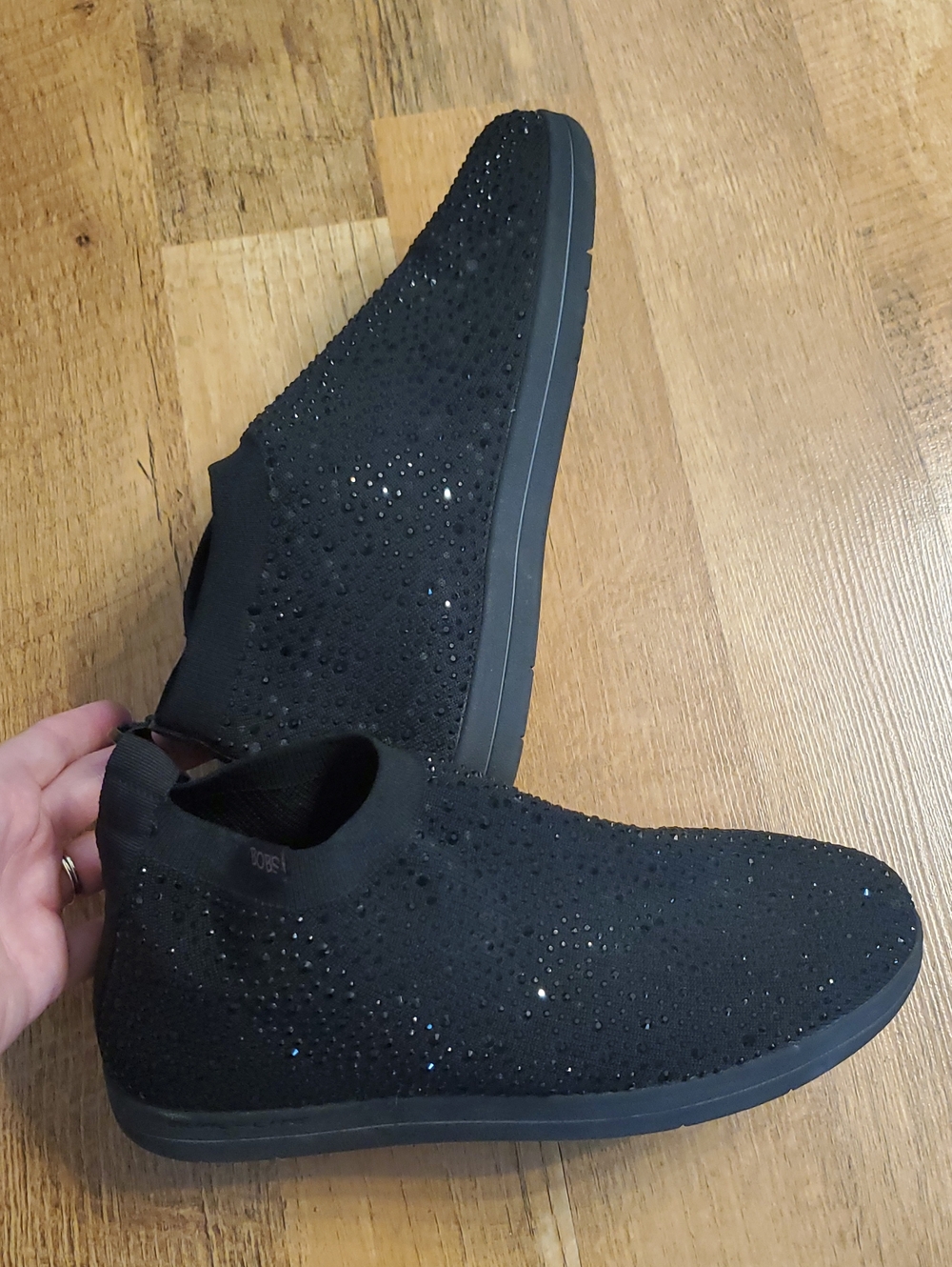 Bobs Sketchers Black Rhinestone Memory Foam Slip On Shoes Size 9 - Picture 6 of 10